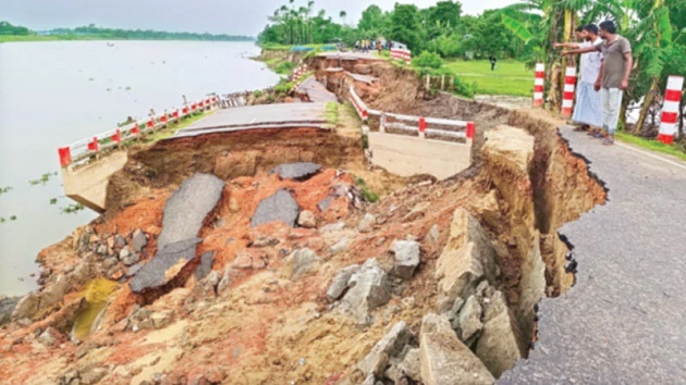 সুরমা ও কুশিয়ারায় ভাঙন ঝুঁকিতে রাস্তাঘাট-স্থাপনা