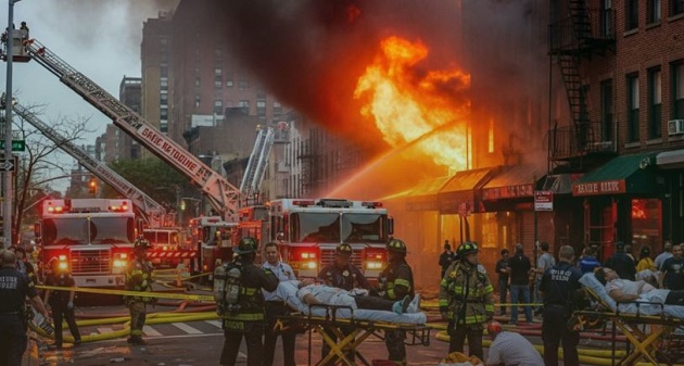 কুইন্সের রেস্তোরাঁয় আগুন ,আহত ৯